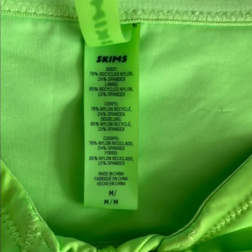 SKIMS Bright Green Long Sleeve Bikini Top size M NWOT
